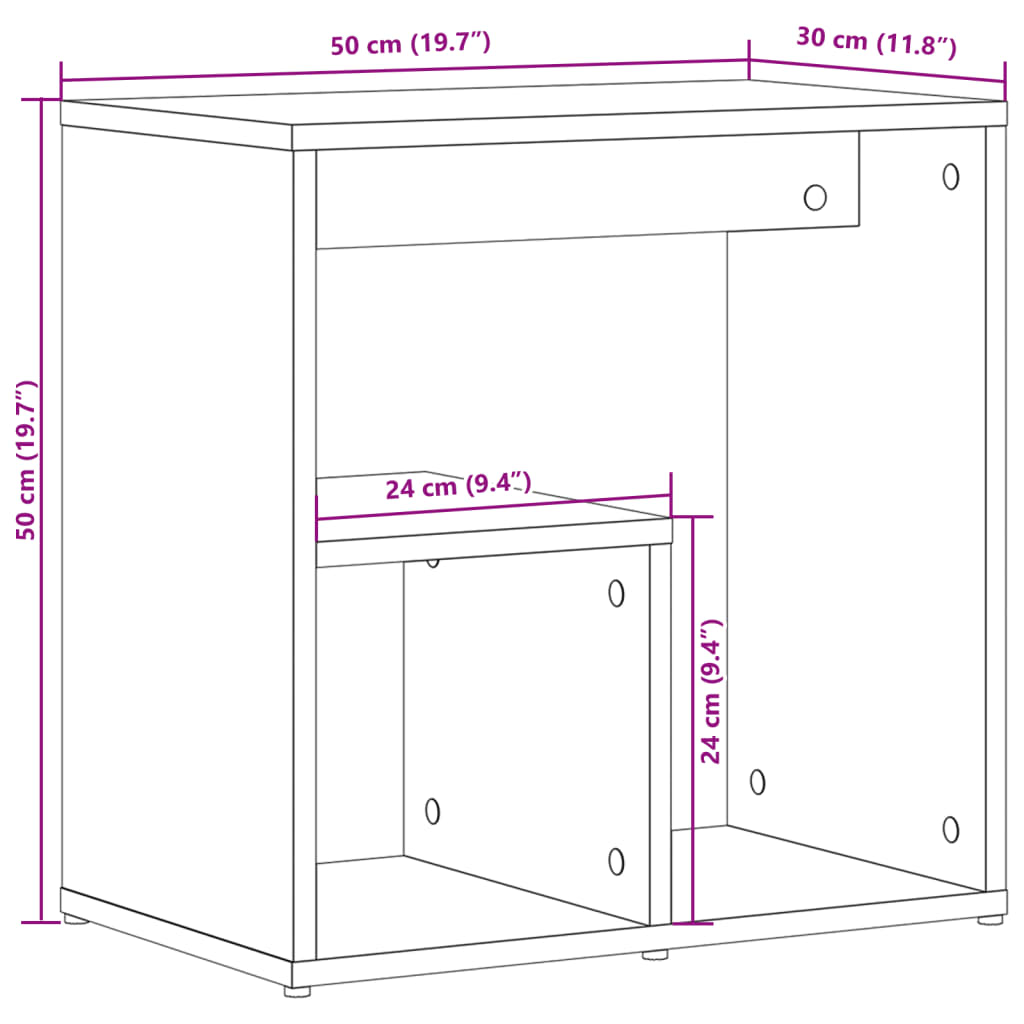 Beistelltisch Sonoma-Eiche 50x30x50 cm Holzwerkstoff Stilecasa