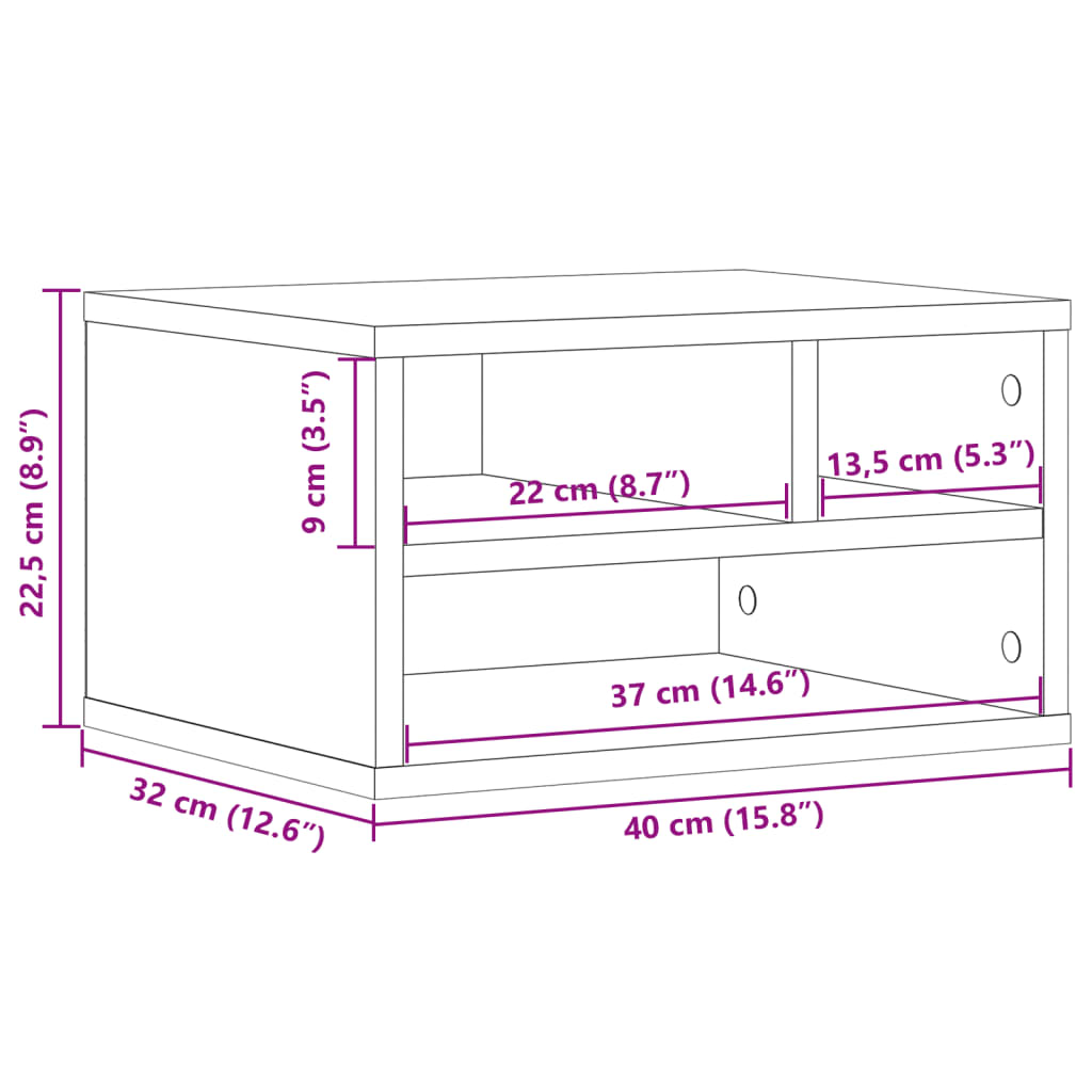 vidaXL Druckerständer Schwarz 40x32x22,5 cm Holzwerkstoff