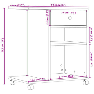 vidaXL Druckerständer mit Rollen Räuchereiche 60x40x68,5 cm