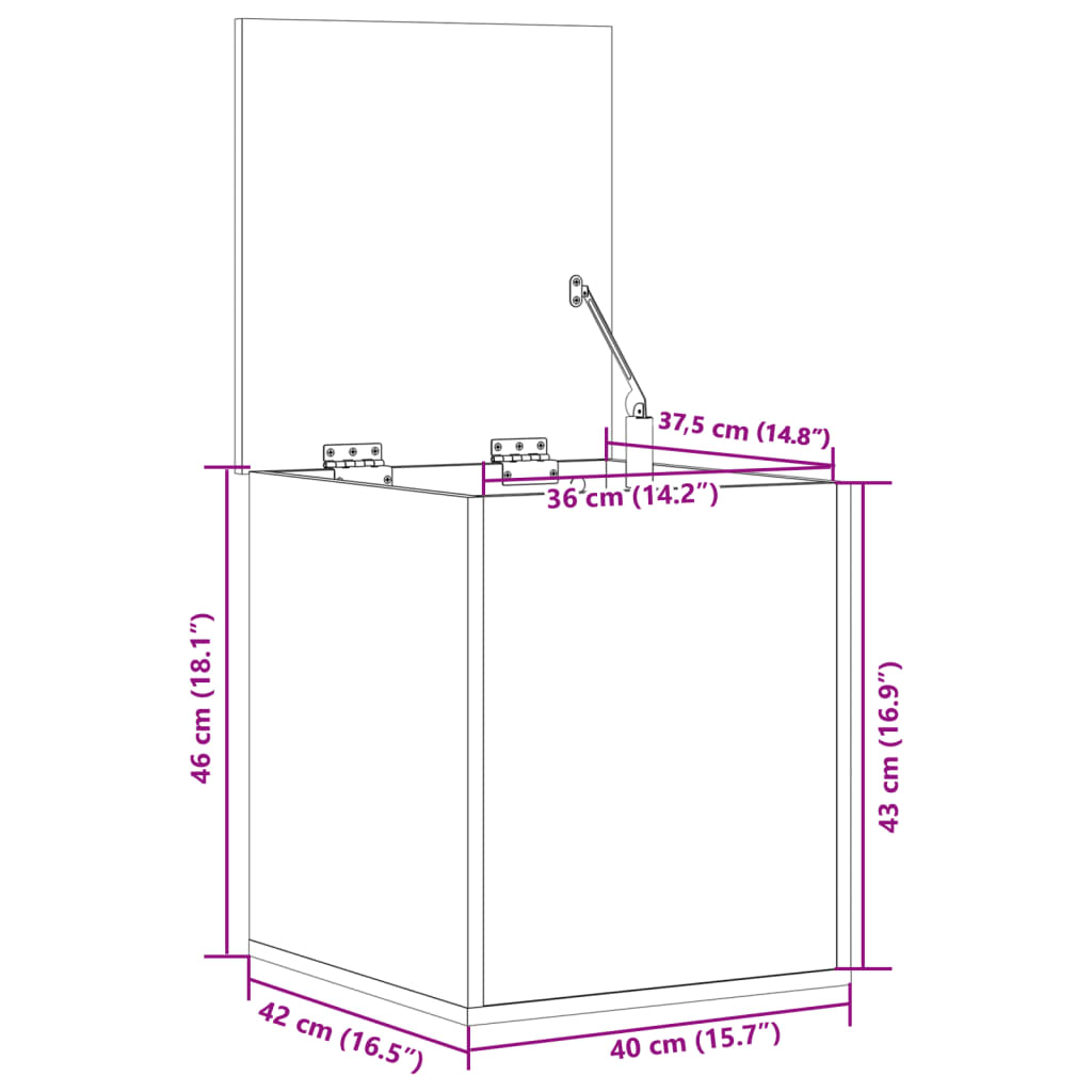 vidaXL Truhe Grau Sonoma 40x42x46 cm Holzwerkstoff