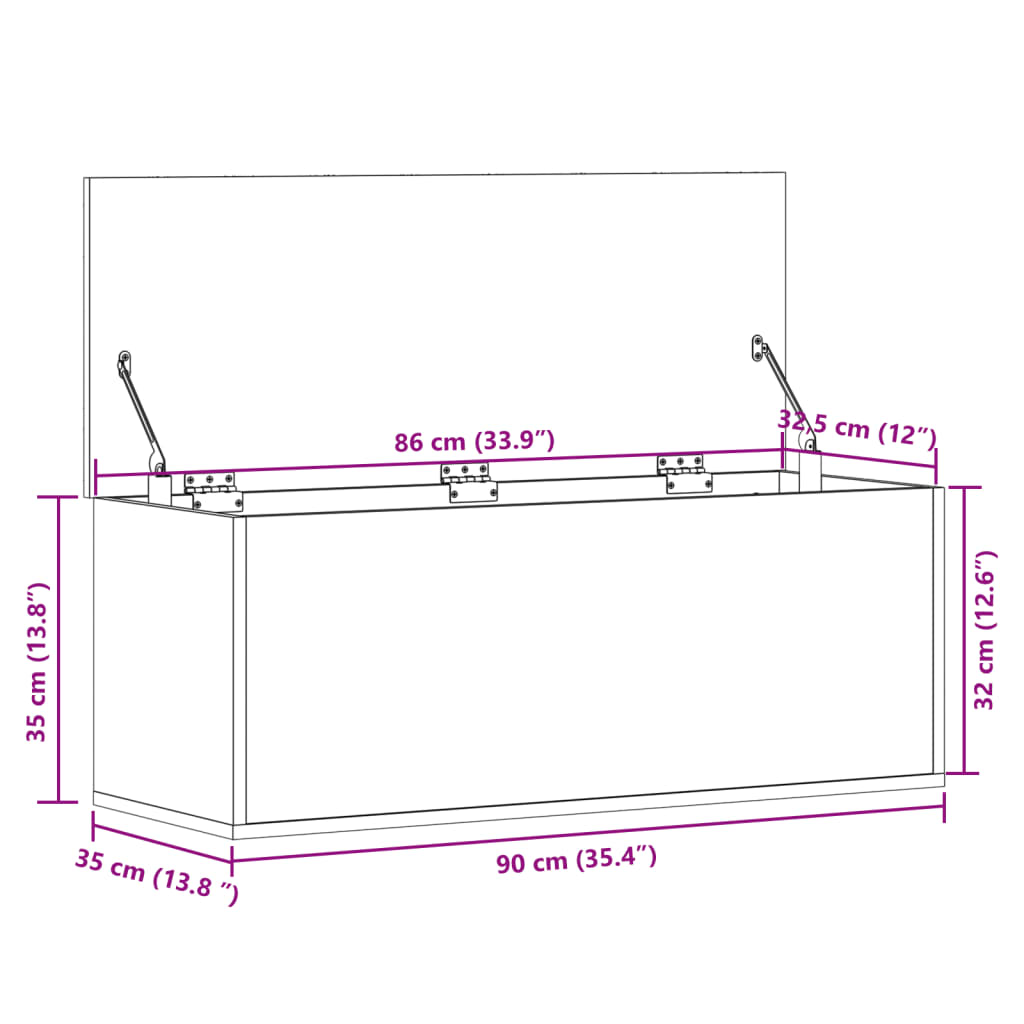 vidaXL Truhe Sonoma-Eiche 90x35x35 cm Holzwerkstoff