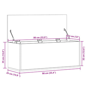 vidaXL Truhe Betongrau 90x35x35 cm Holzwerkstoff