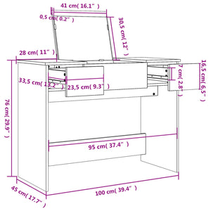 vidaXL Schminktisch mit Spiegel Weiß 100x45x76 cm