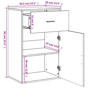 vidaXL Beistellschrank Betongrau 56,5x39x90 cm Holzwerkstoff