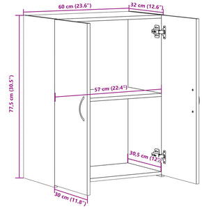 Aktenschrank Räuchereiche 60x32x77,5 cm Holzwerkstoff Stilecasa