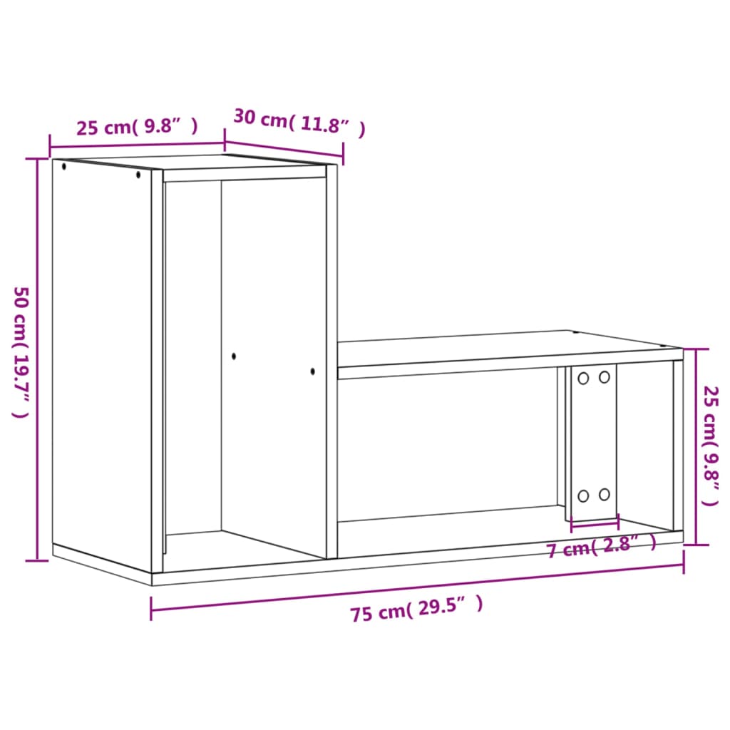 vidaXL TV-Schränke 2 Stk. Räuchereiche 75x30x50 cm Holzwerkstoff