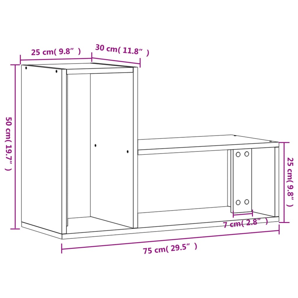 vidaXL TV-Schränke 2 Stk. Braun Eichen-Optik 75x30x50 cm Holzwerkstoff