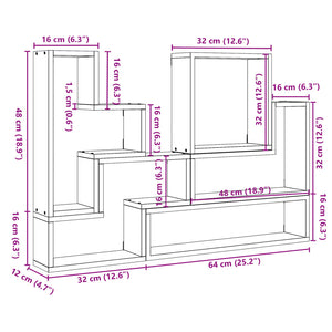 vidaXL Wandregal Weiß 96x12x64 cm Holzwerkstoff