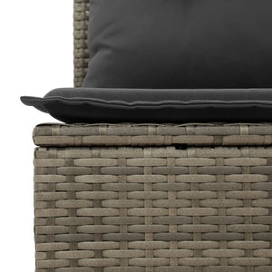 vidaXL 11-tlg. Garten-Sofagarnitur mit Kissen Grau Poly Rattan