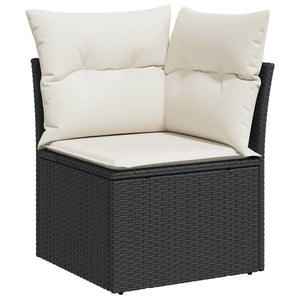 vidaXL 12-tlg. Garten-Sofagarnitur mit Kissen Schwarz Poly Rattan