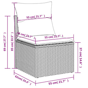 vidaXL 12-tlg. Garten-Sofagarnitur mit Kissen Schwarz Poly Rattan