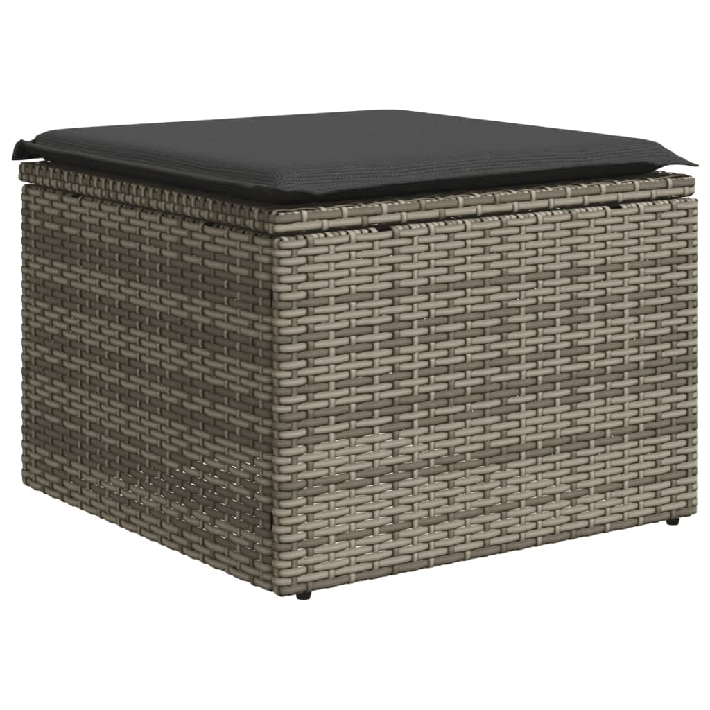 vidaXL 12-tlg. Garten-Sofagarnitur mit Kissen Grau Poly Rattan