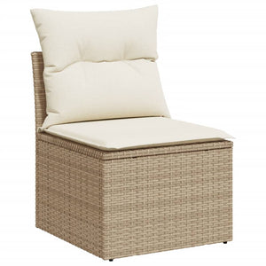 10-tlg. Garten-Sofagarnitur mit Kissen Beige Poly Rattan Stilecasa