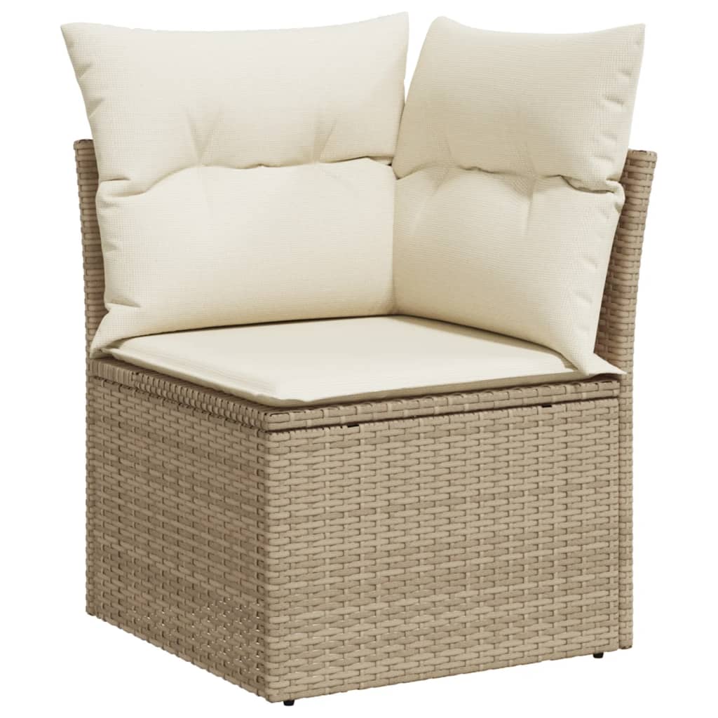 10-tlg. Garten-Sofagarnitur mit Kissen Beige Poly Rattan Stilecasa