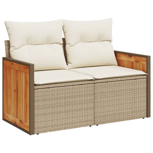 10-tlg. Garten-Sofagarnitur mit Kissen Beige Poly Rattan Stilecasa