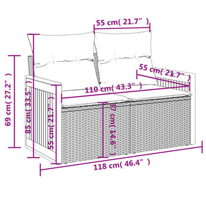 10-tlg. Garten-Sofagarnitur mit Kissen Beige Poly Rattan Stilecasa