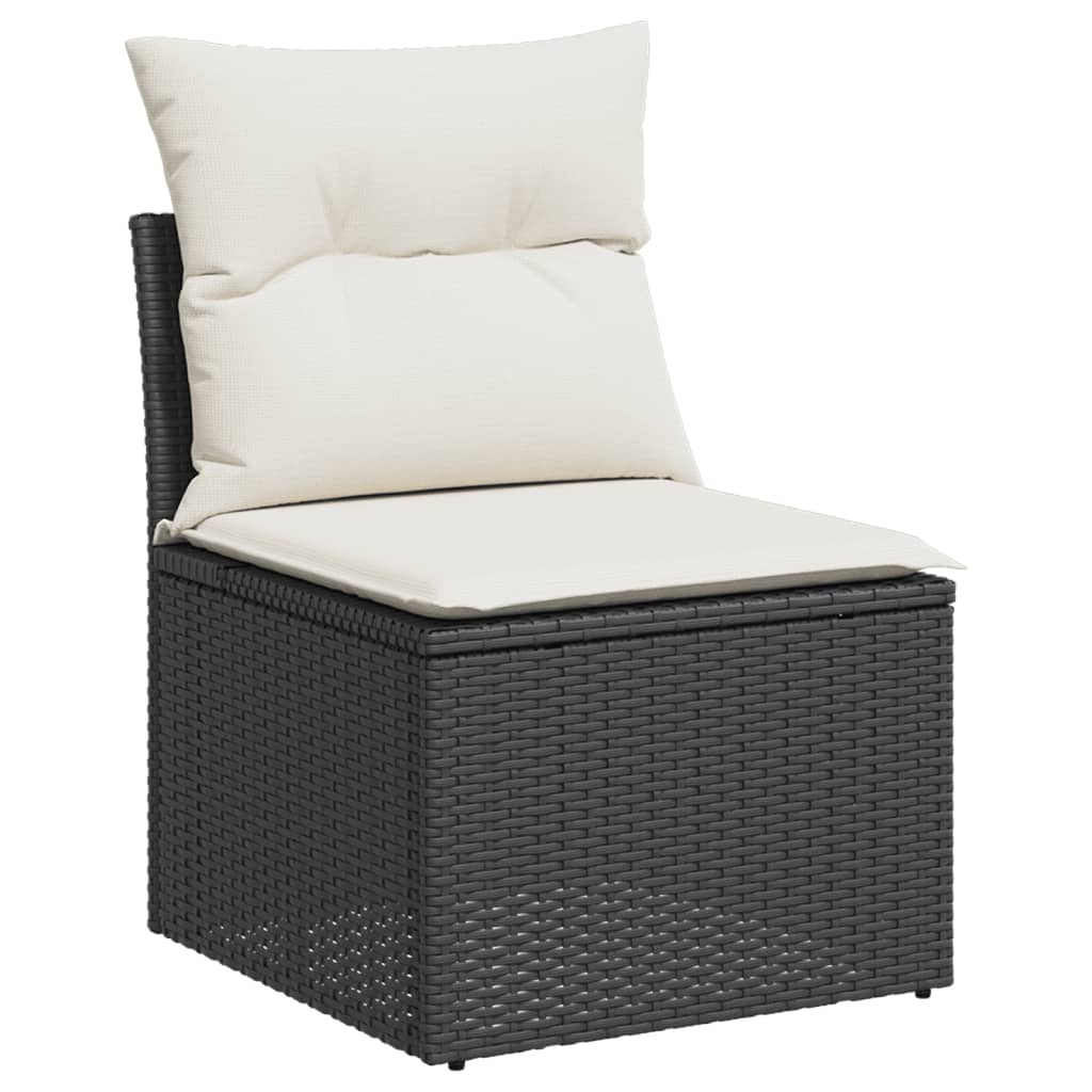 vidaXL 13-tlg. Garten-Sofagarnitur mit Kissen Schwarz Poly Rattan