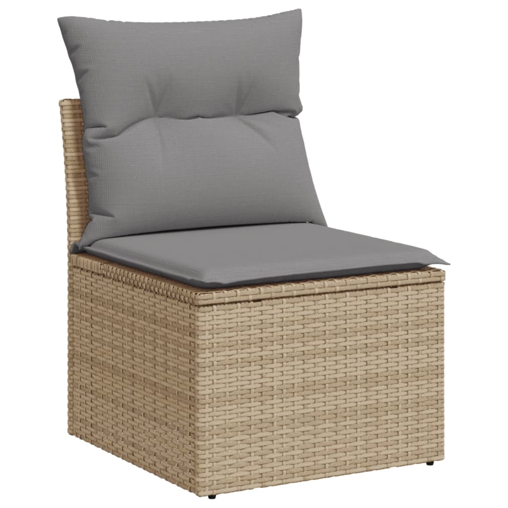 vidaXL 12-tlg. Garten-Sofagarnitur mit Kissen Beige Poly Rattan