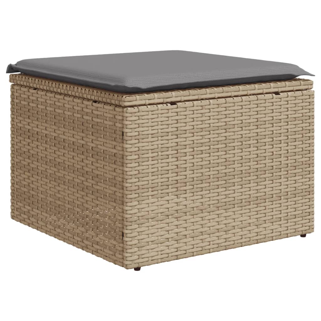 vidaXL 11-tlg. Garten-Sofagarnitur mit Kissen Beige Poly Rattan