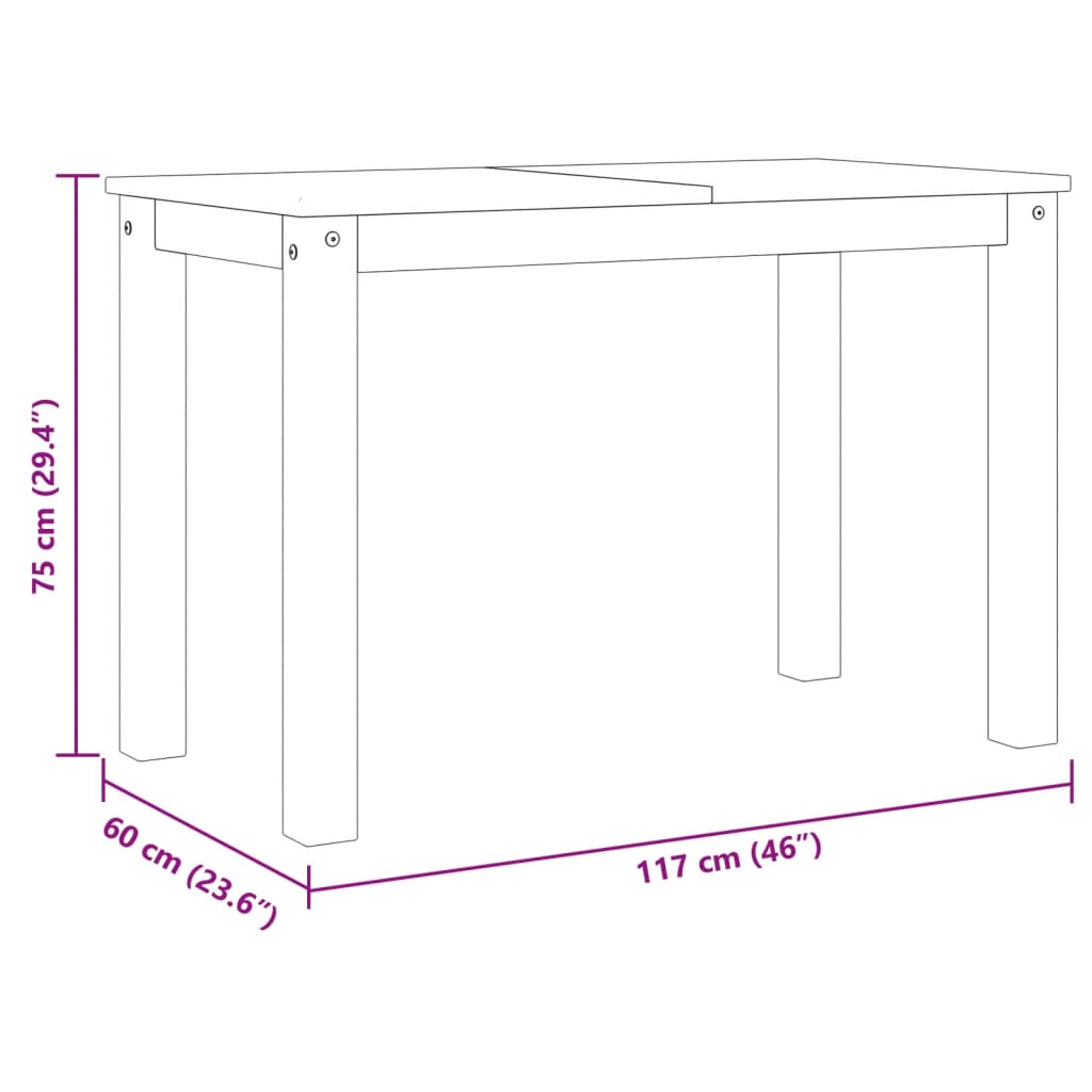 vidaXL Esstisch Panama Grau 117x60x75 cm Massivholz Kiefer