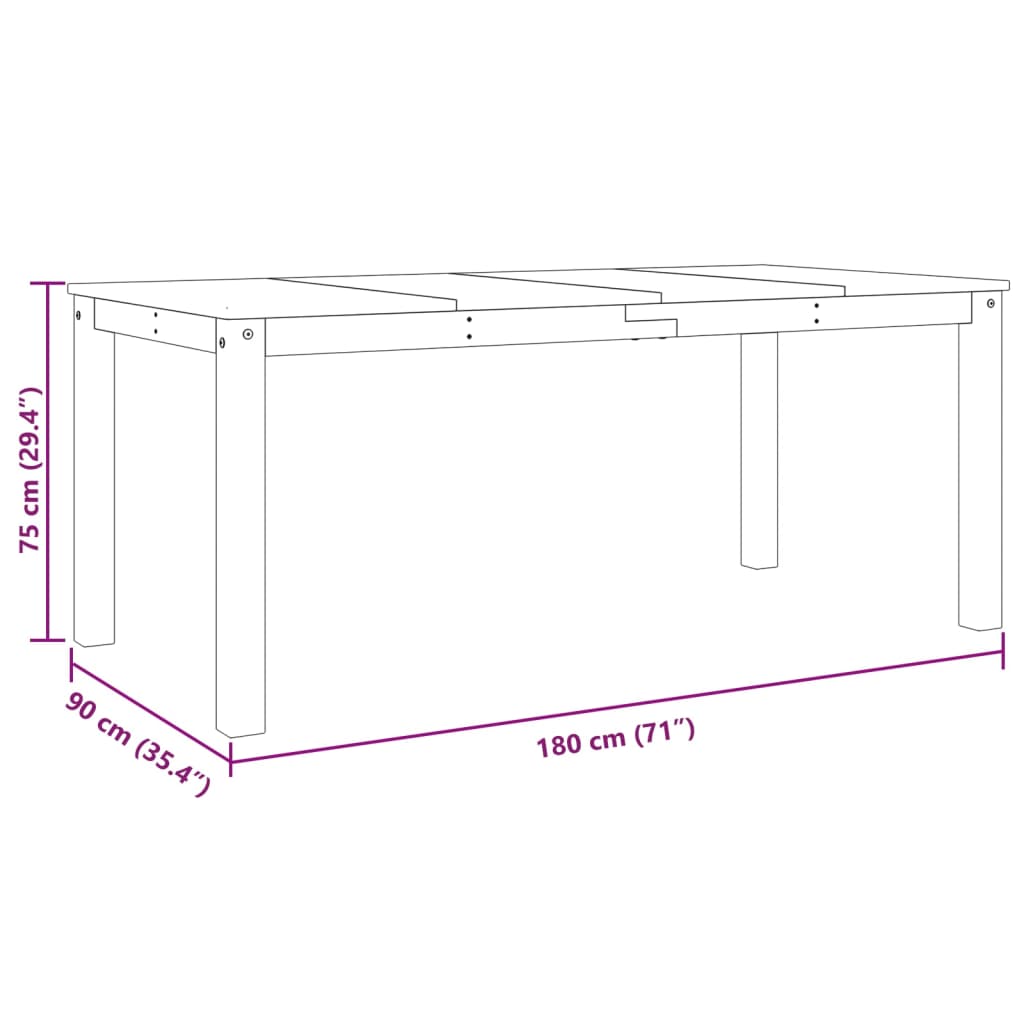 vidaXL Esstisch Panama 180x90x75 cm Massivholz Kiefer