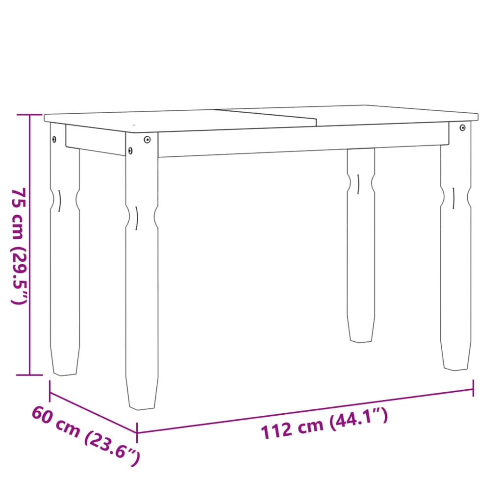 vidaXL Esstisch Corona Grau 112x60x75 cm Massivholz Kiefer