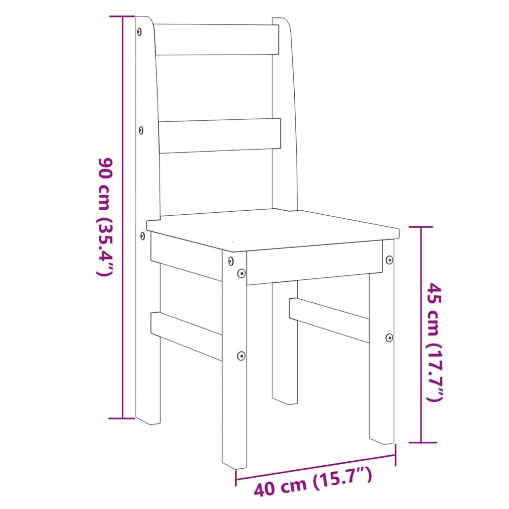 vidaXL Essstühle 2 Stk. Panama Weiß 40x46x90 cm Massivholz Kiefer