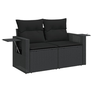 vidaXL 13-tlg. Garten-Sofagarnitur mit Kissen Schwarz Poly Rattan