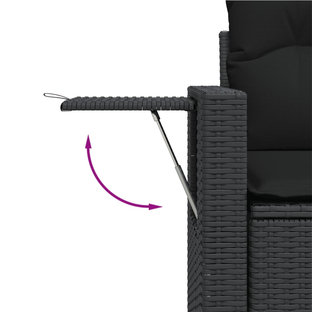 vidaXL 13-tlg. Garten-Sofagarnitur mit Kissen Schwarz Poly Rattan