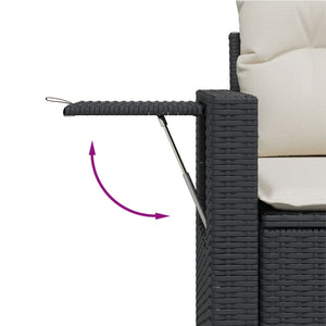 vidaXL 6-tlg. Garten-Sofagarnitur mit Kissen Schwarz Poly Rattan