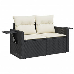 vidaXL 8-tlg. Garten-Sofagarnitur mit Kissen Schwarz Poly Rattan