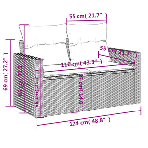 vidaXL 9-tlg. Garten-Sofagarnitur mit Kissen Grau Poly Rattan