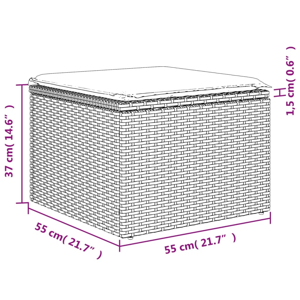 vidaXL 8-tlg. Garten-Sofagarnitur mit Kissen Schwarz Poly Rattan