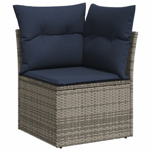 vidaXL 10-tlg. Garten-Sofagarnitur mit Kissen Schwarz Poly Rattan