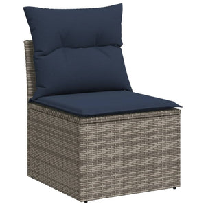 vidaXL 10-tlg. Garten-Sofagarnitur mit Kissen Schwarz Poly Rattan