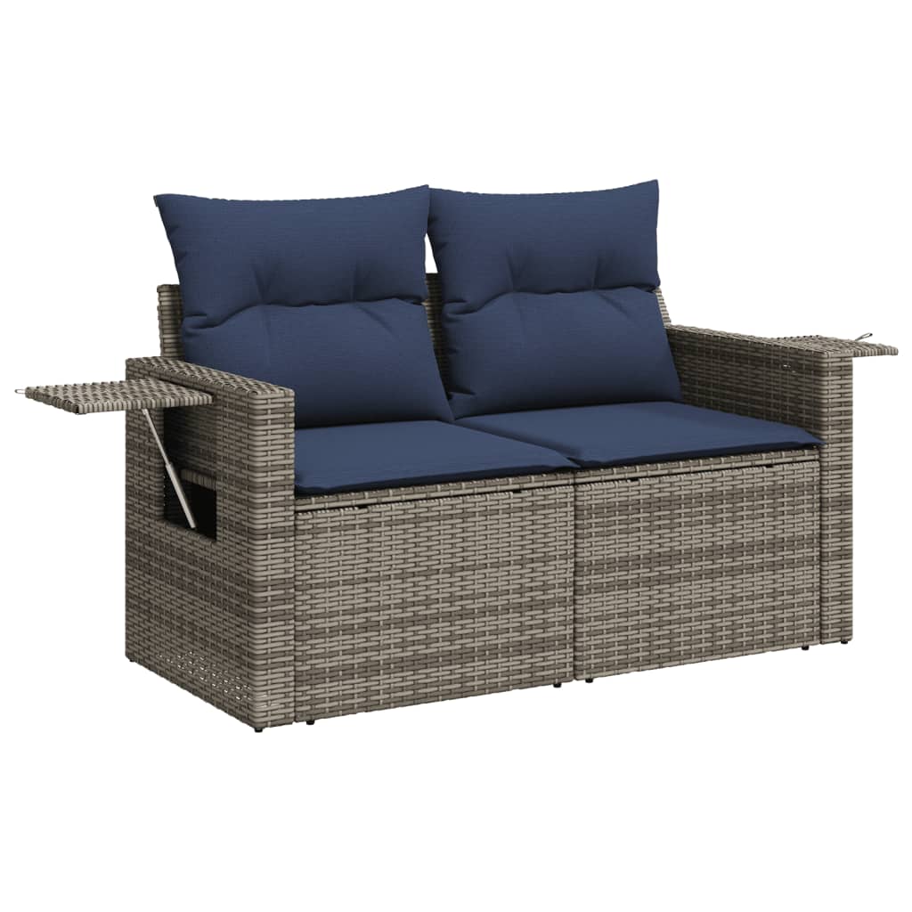 vidaXL 10-tlg. Garten-Sofagarnitur mit Kissen Schwarz Poly Rattan