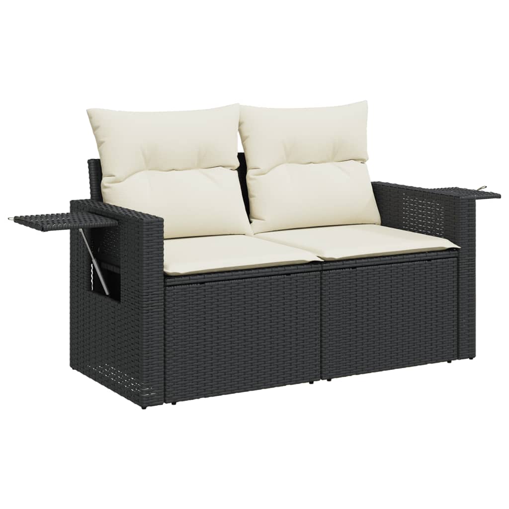 vidaXL 11-tlg. Garten-Sofagarnitur mit Kissen Schwarz Poly Rattan