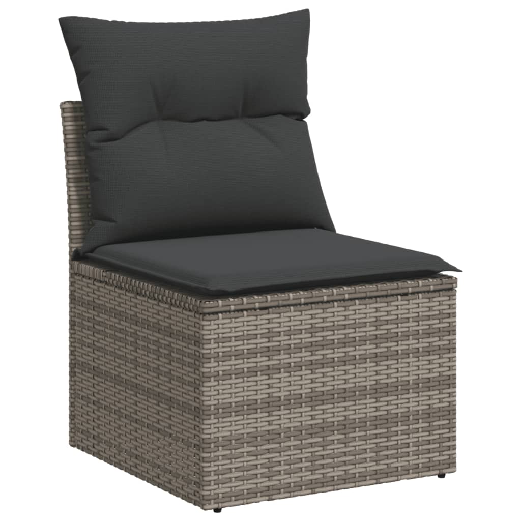 vidaXL 11-tlg. Garten-Sofagarnitur mit Kissen Schwarz Poly Rattan