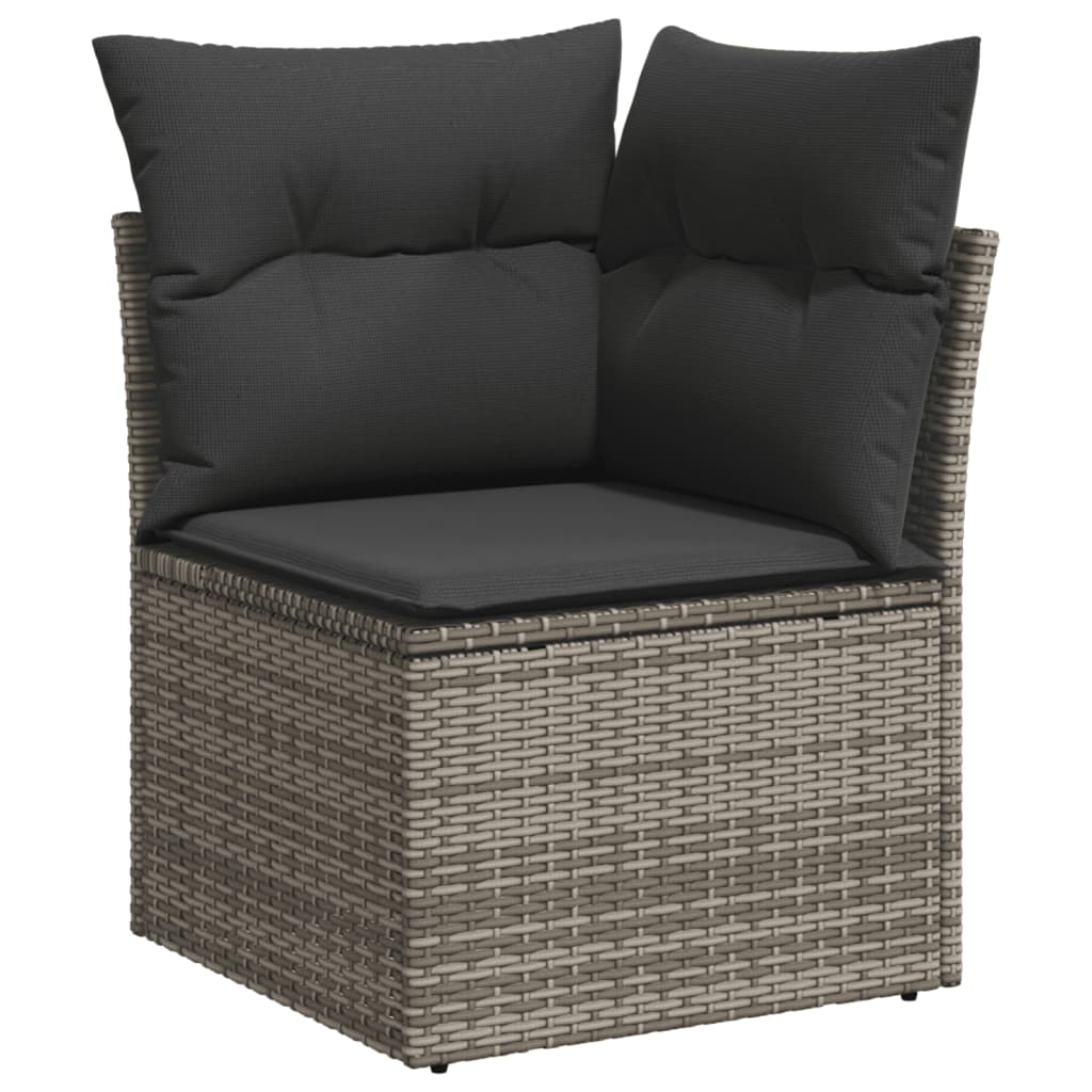 vidaXL 11-tlg. Garten-Sofagarnitur mit Kissen Schwarz Poly Rattan