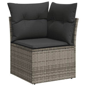 vidaXL 11-tlg. Garten-Sofagarnitur mit Kissen Schwarz Poly Rattan