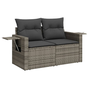 vidaXL 11-tlg. Garten-Sofagarnitur mit Kissen Schwarz Poly Rattan