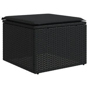 vidaXL 10-tlg. Garten-Sofagarnitur mit Kissen Schwarz Poly Rattan