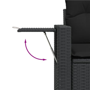 vidaXL 11-tlg. Garten-Sofagarnitur mit Kissen Schwarz Poly Rattan