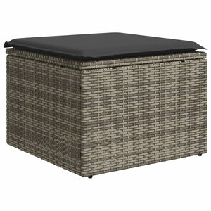 vidaXL 11-tlg. Garten-Sofagarnitur mit Kissen Grau Poly Rattan