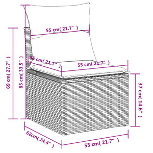 vidaXL 11-tlg. Garten-Sofagarnitur mit Kissen Grau Poly Rattan