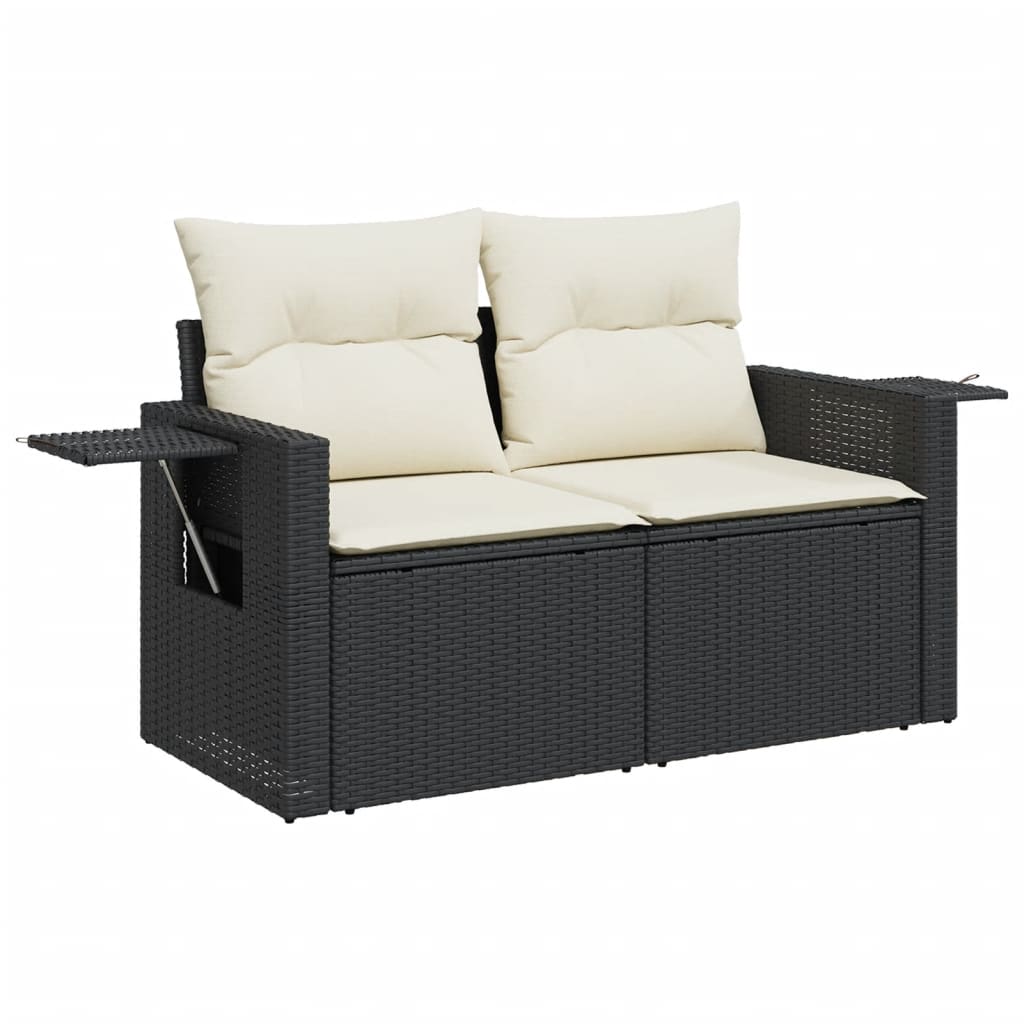 vidaXL 12-tlg. Garten-Sofagarnitur mit Kissen Schwarz Poly Rattan