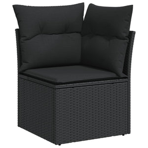 vidaXL 14-tlg. Garten-Sofagarnitur mit Kissen Schwarz Poly Rattan