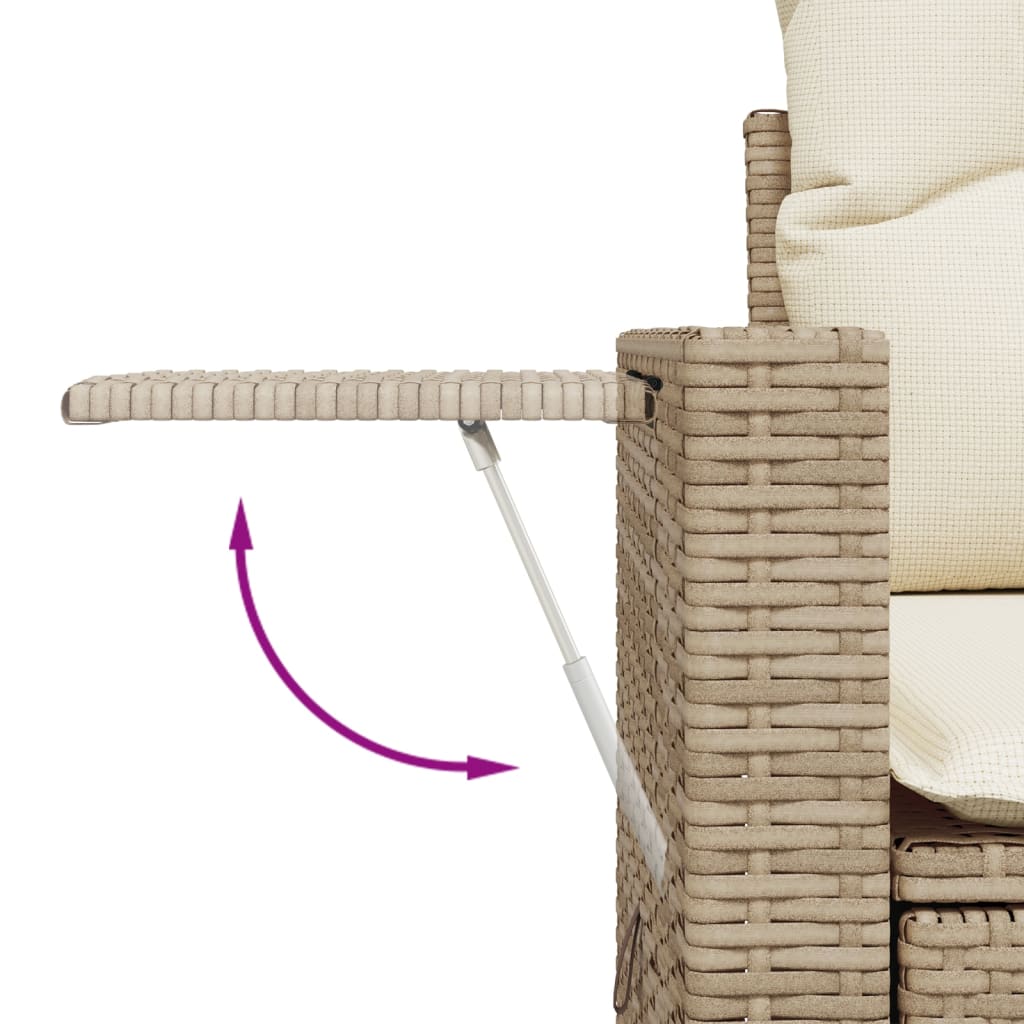 vidaXL 14-tlg. Garten-Sofagarnitur mit Kissen Beige Poly Rattan