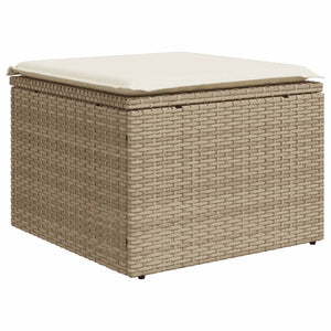 vidaXL 11-tlg. Garten-Sofagarnitur mit Kissen Beige Poly Rattan