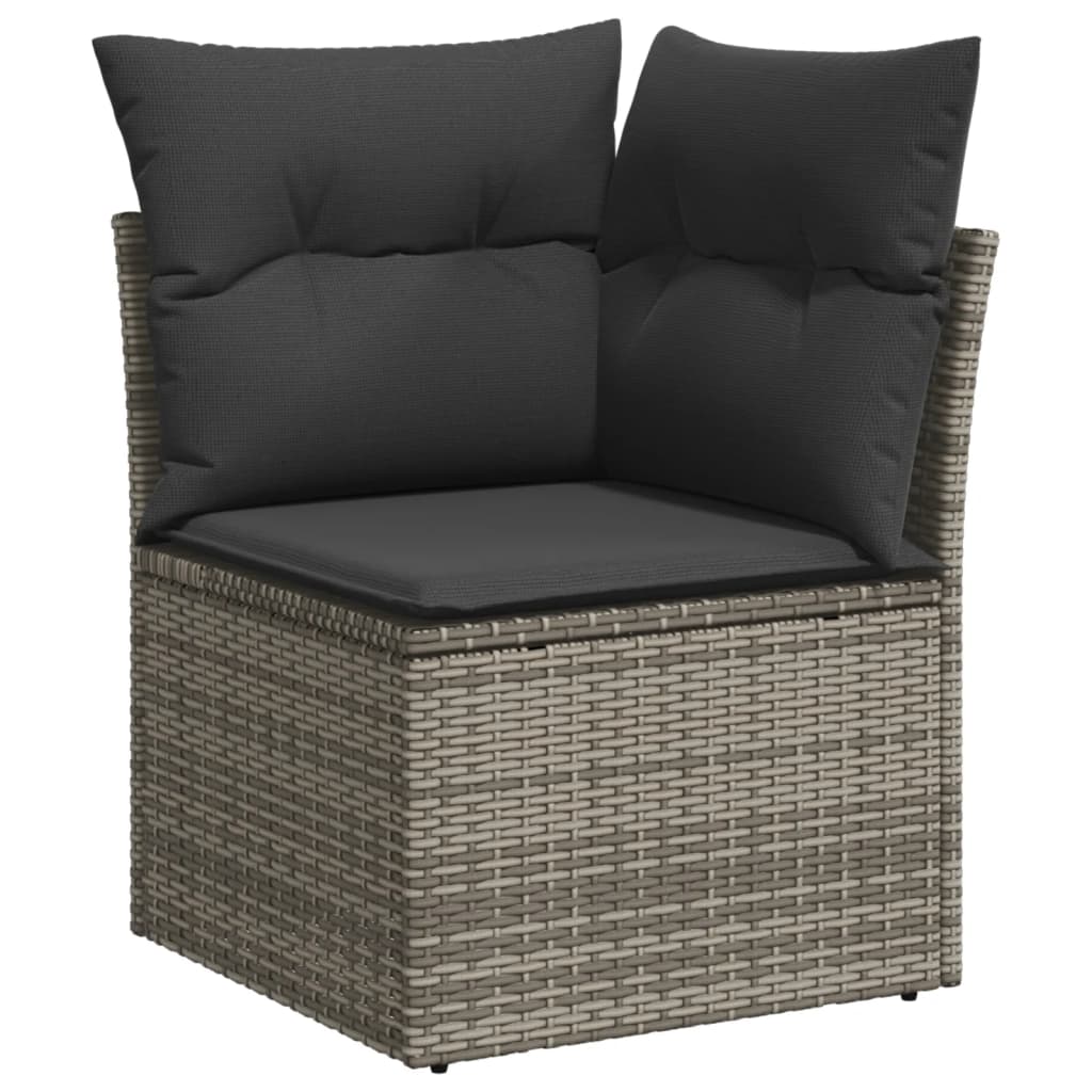 vidaXL 11-tlg. Garten-Sofagarnitur mit Kissen Grau Poly Rattan